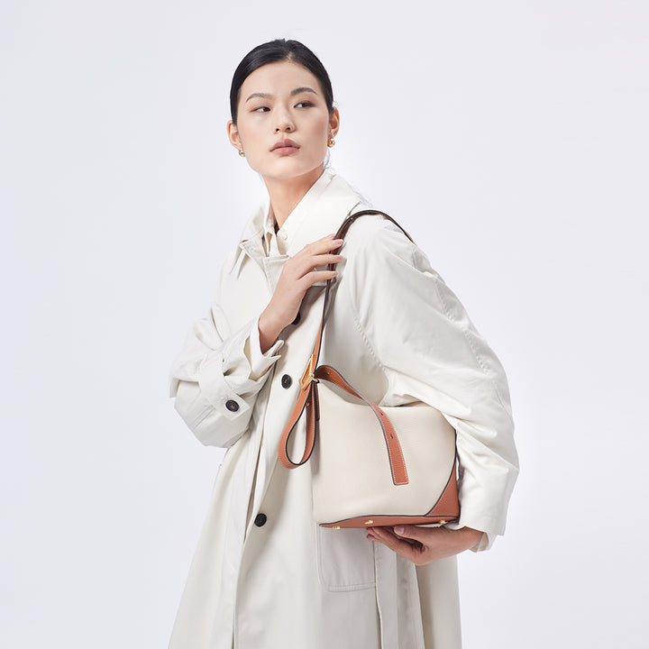 T.QING Ease Bucket Bag #color_beige-golden-brown