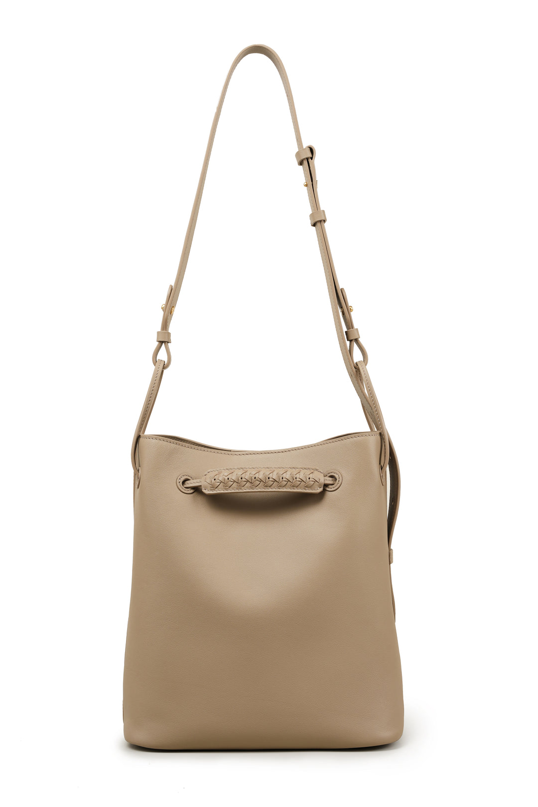 Elegant Bamboo Weaving Leather Bucket Bag