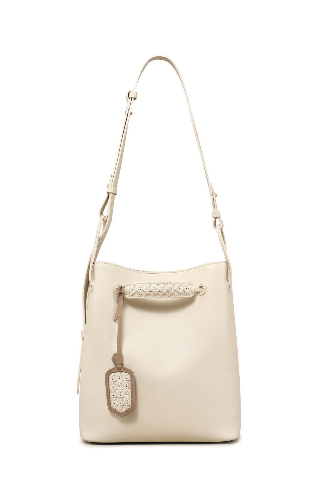 Elegant Bamboo Weaving Leather Bucket Bag