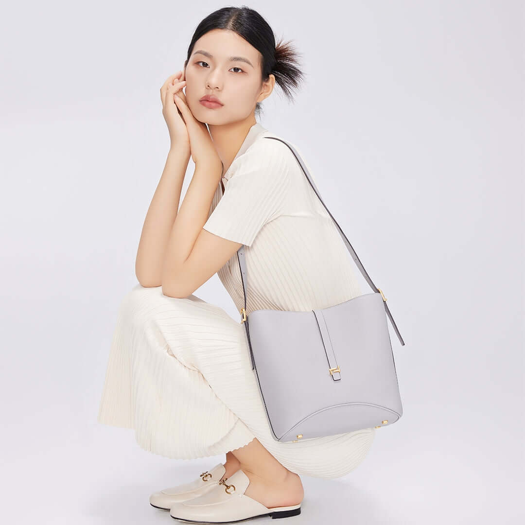 TQING Wind Chime Bucket Bag Shoulder Bag #color_gray