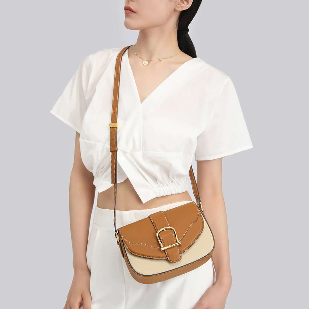 TQING Couplet Crossbody Saddle Bag #color_yellow-white