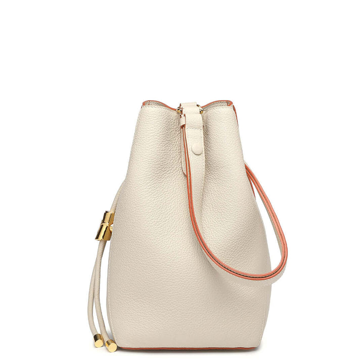 Slender Waist Shoulder Bucket Bag #color_cream-white