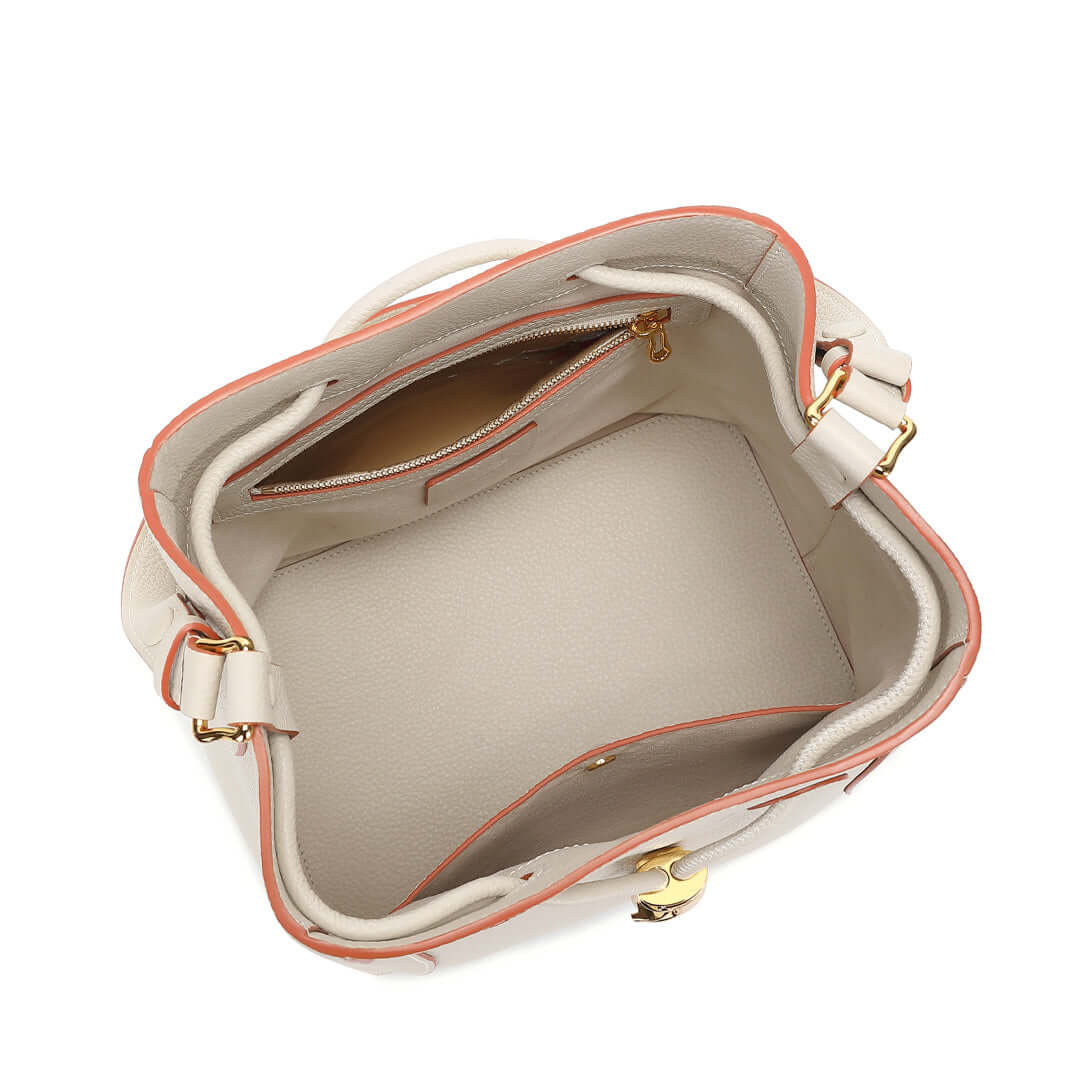 Slender Waist Shoulder Bucket Bag #color_cream-white